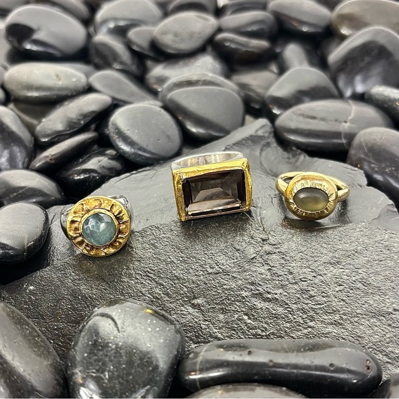 NAVA ZAHAVI 24k Gold & Sterling Silver Aventurine Ring - Picture 5 of 6